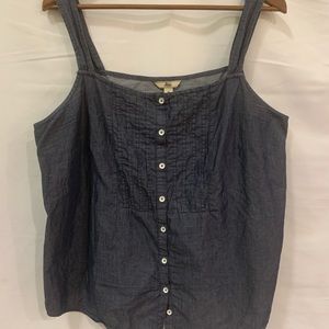 Bass Tops - Bass blue chambray denim pin tuck tank top Sz XL Bass Tops - Bass blue chambray denim pin tuck tank top Sz XL